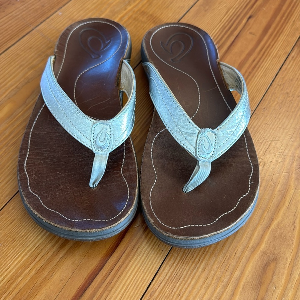 Olukai Flip Flops - Silver
